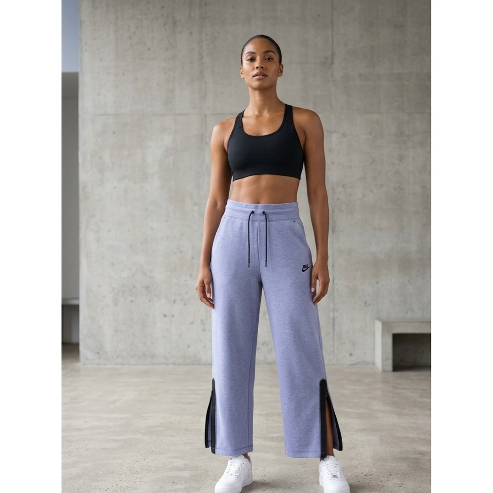 Nike Sporty‎ Tech Fleece Wide Leg Ankle Zip Sweatpants Lavender Large